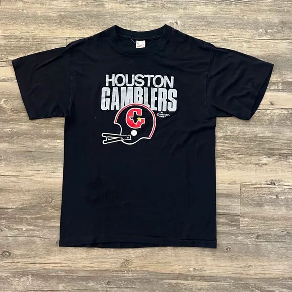 Vintage 80s USFL Houston Gamblers Football T-Shirt Size XL - Picture 1 of 4